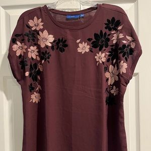 Burgundy Top with Flowers